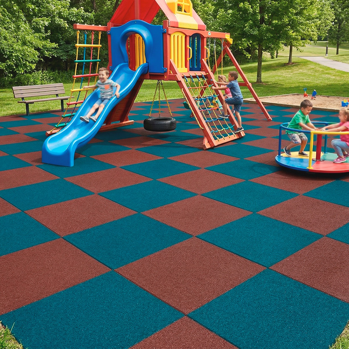 Piso de caucho reciclado